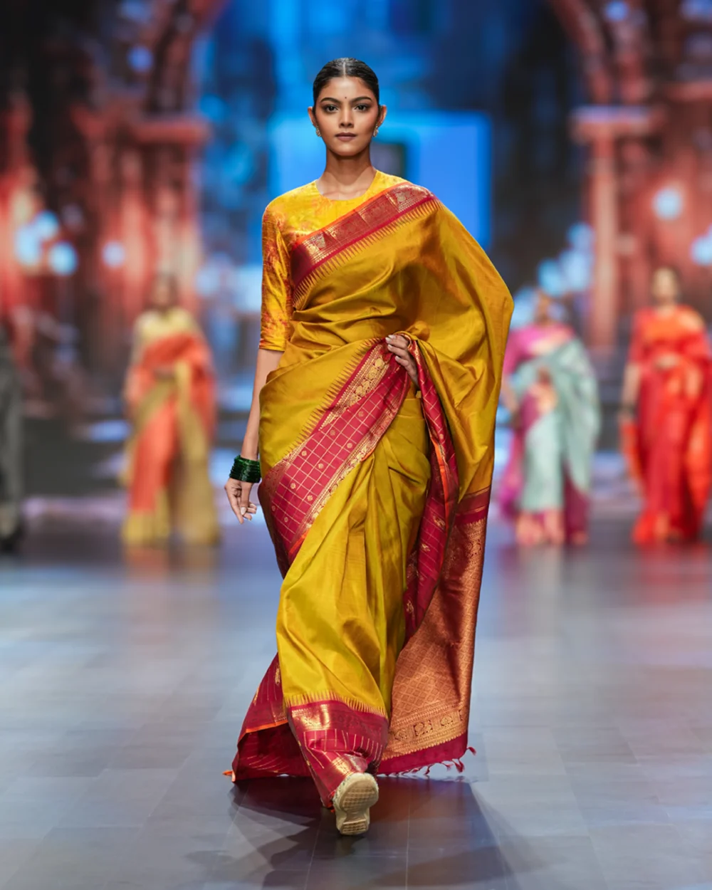 Mustard Yellow Kanjivaram Handloom Silk Saree