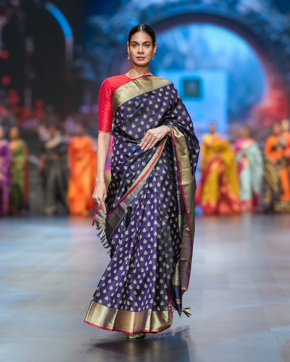 Navy Blue Kanjivaram Handloom Silk Saree