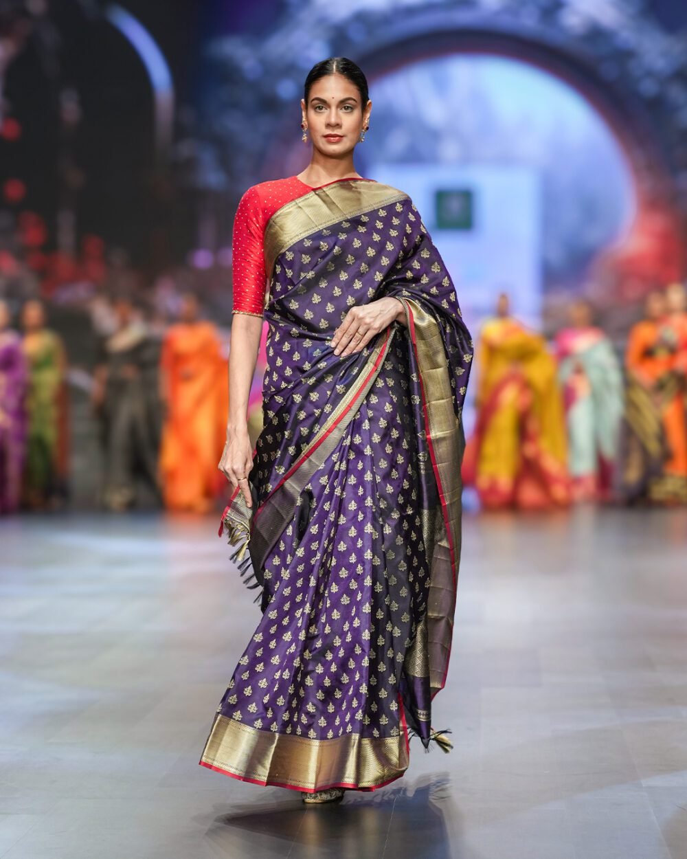 Deep Plum Colour Kanjivaram Handloom Silk Saree
