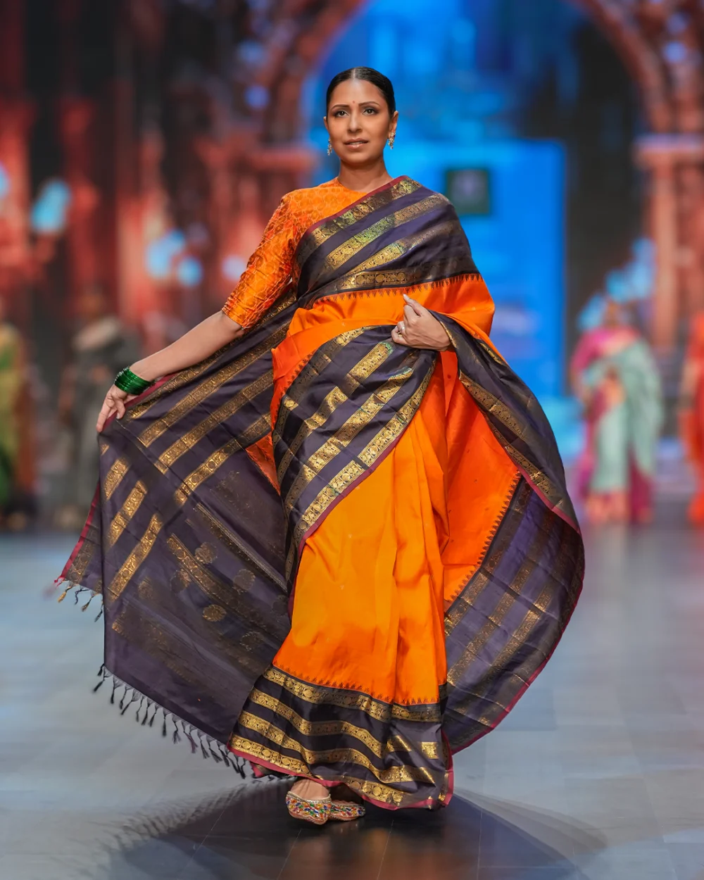 Vibrant Orange Kanjivaram Handloom Silk Saree