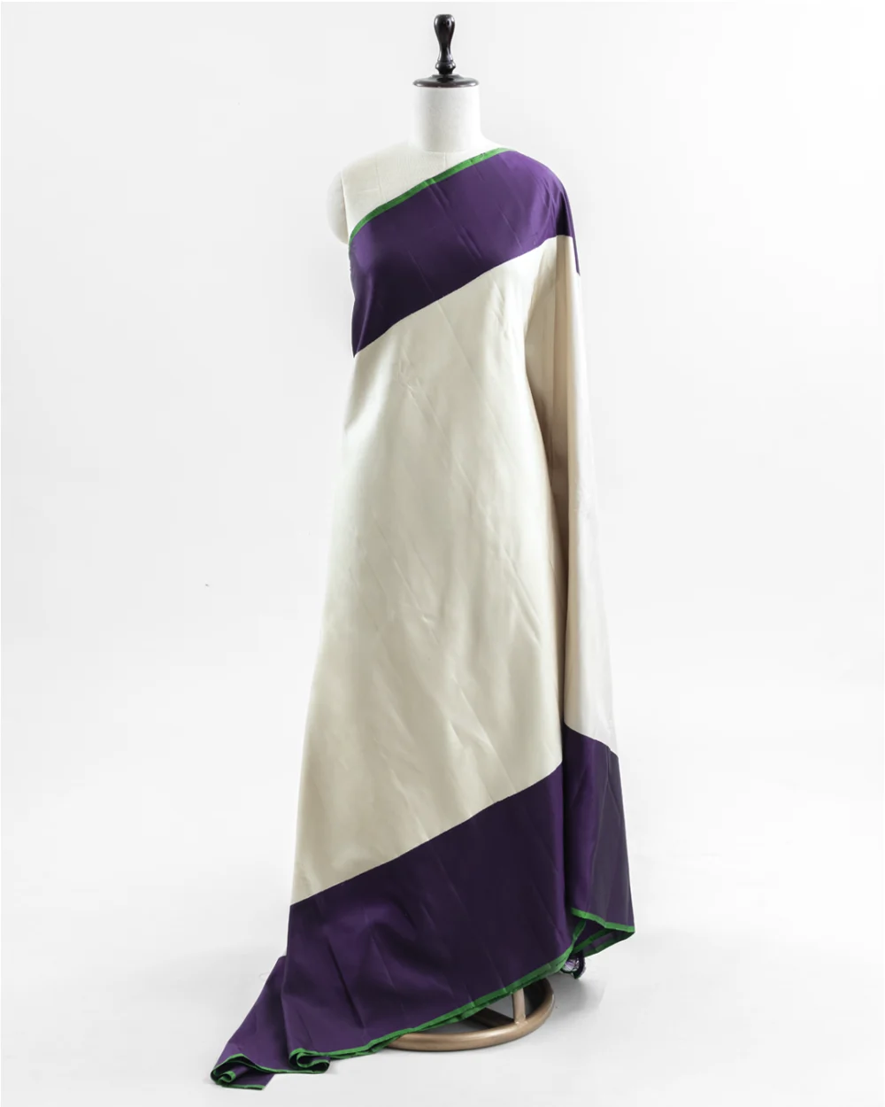 Light Cream & Purple Gadwal Silk Saree