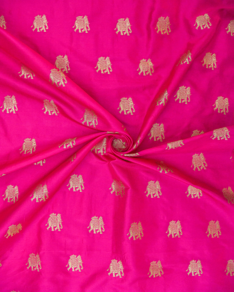 vibrant rani pink silk Fabric