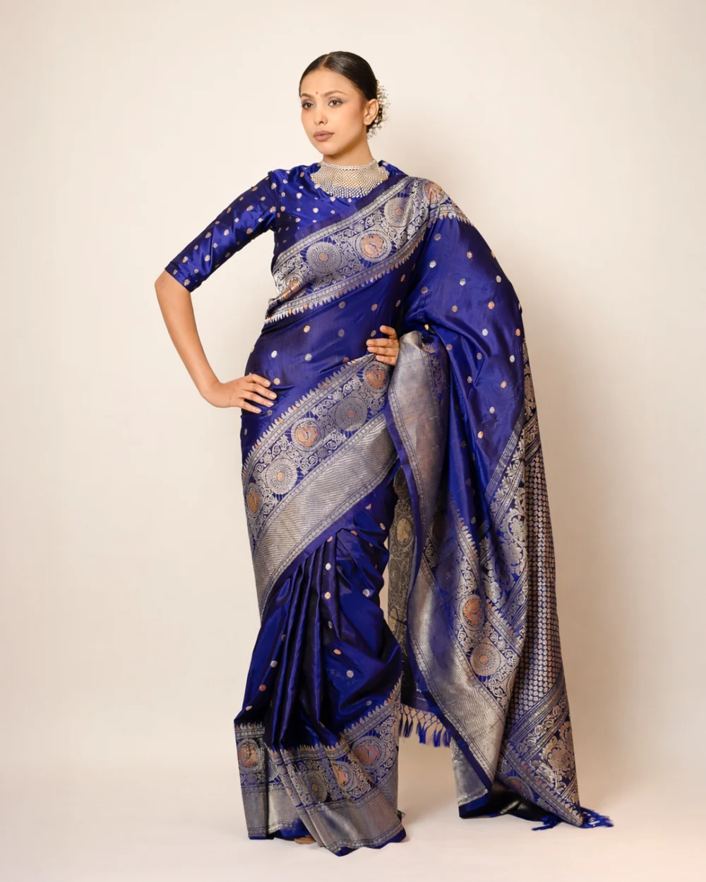 Royal Blue Gadwal Silk Saree