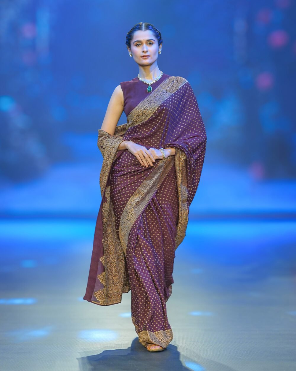 Rich Brown Georgette Banaras Saree