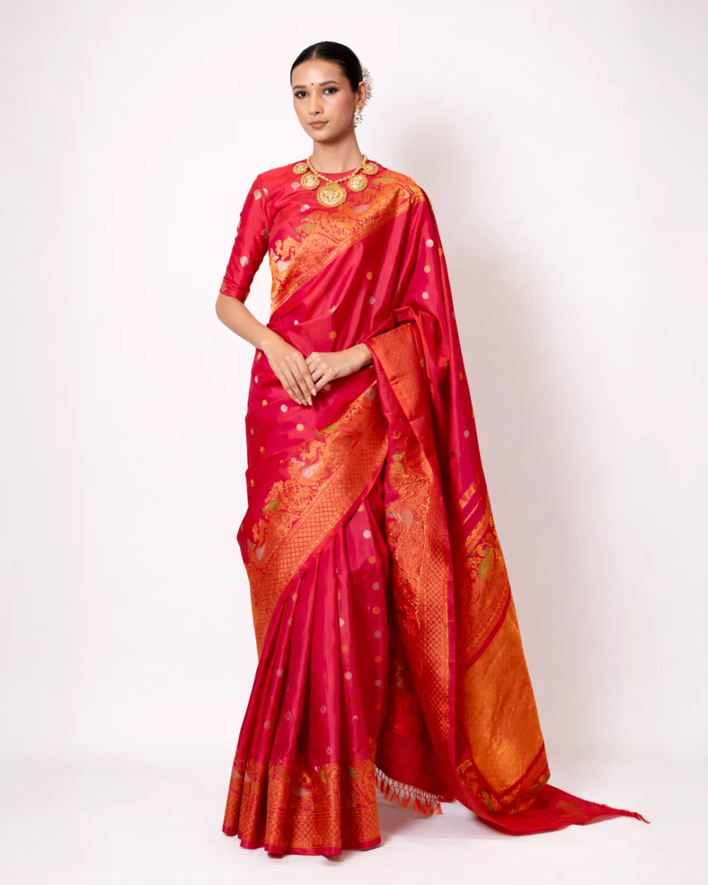 Hot Pink Gadwal Silk Saree