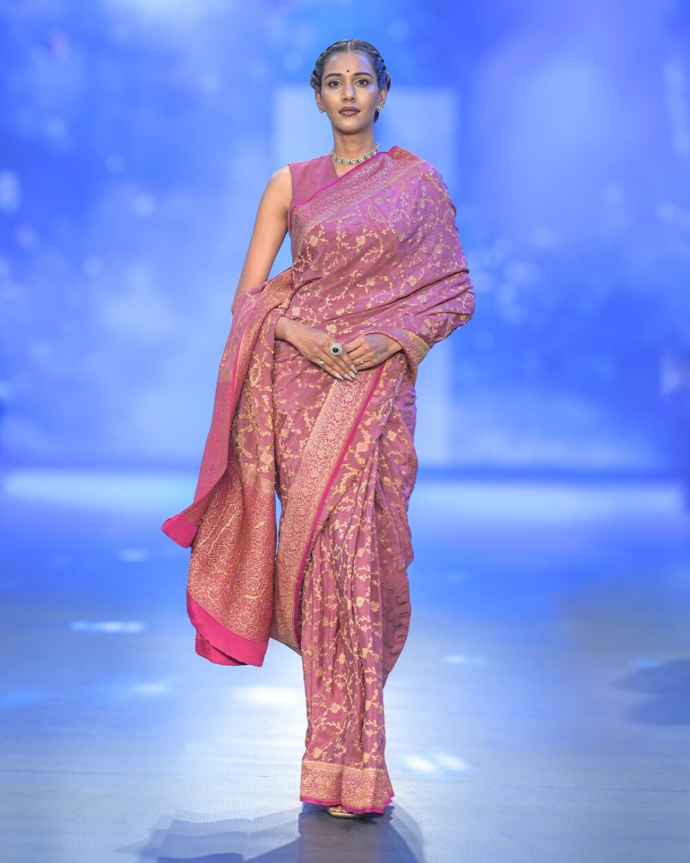 Dusty Rose Georgette Banaras Saree