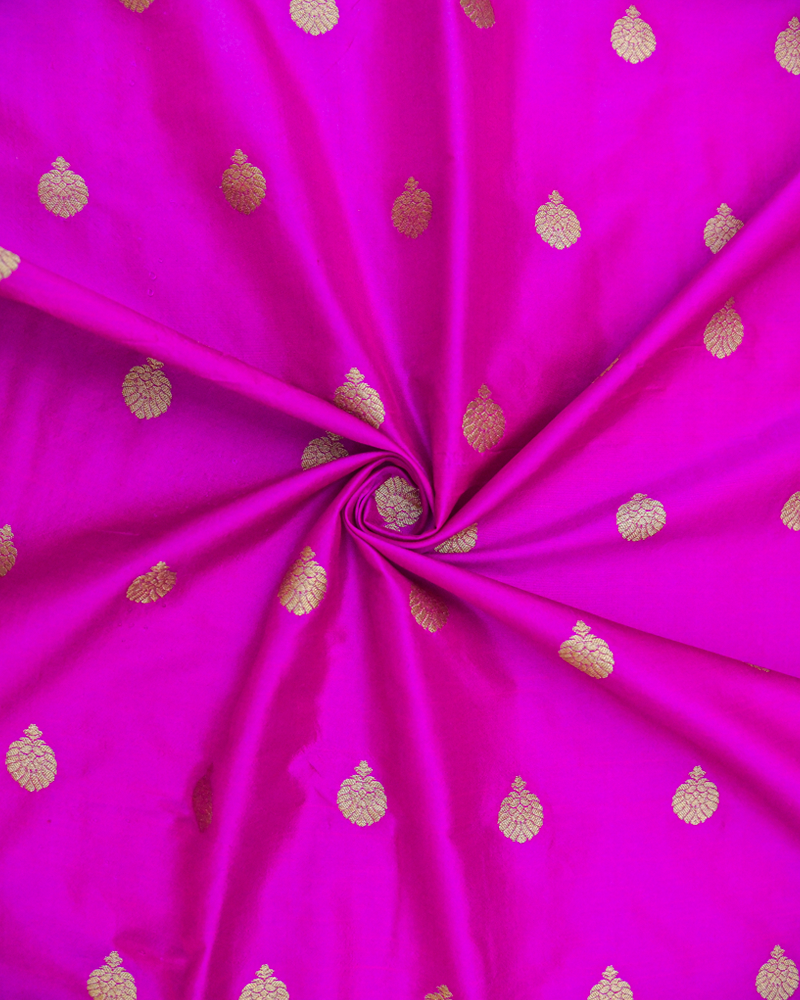 Pink Zari Butta Silk Fabric