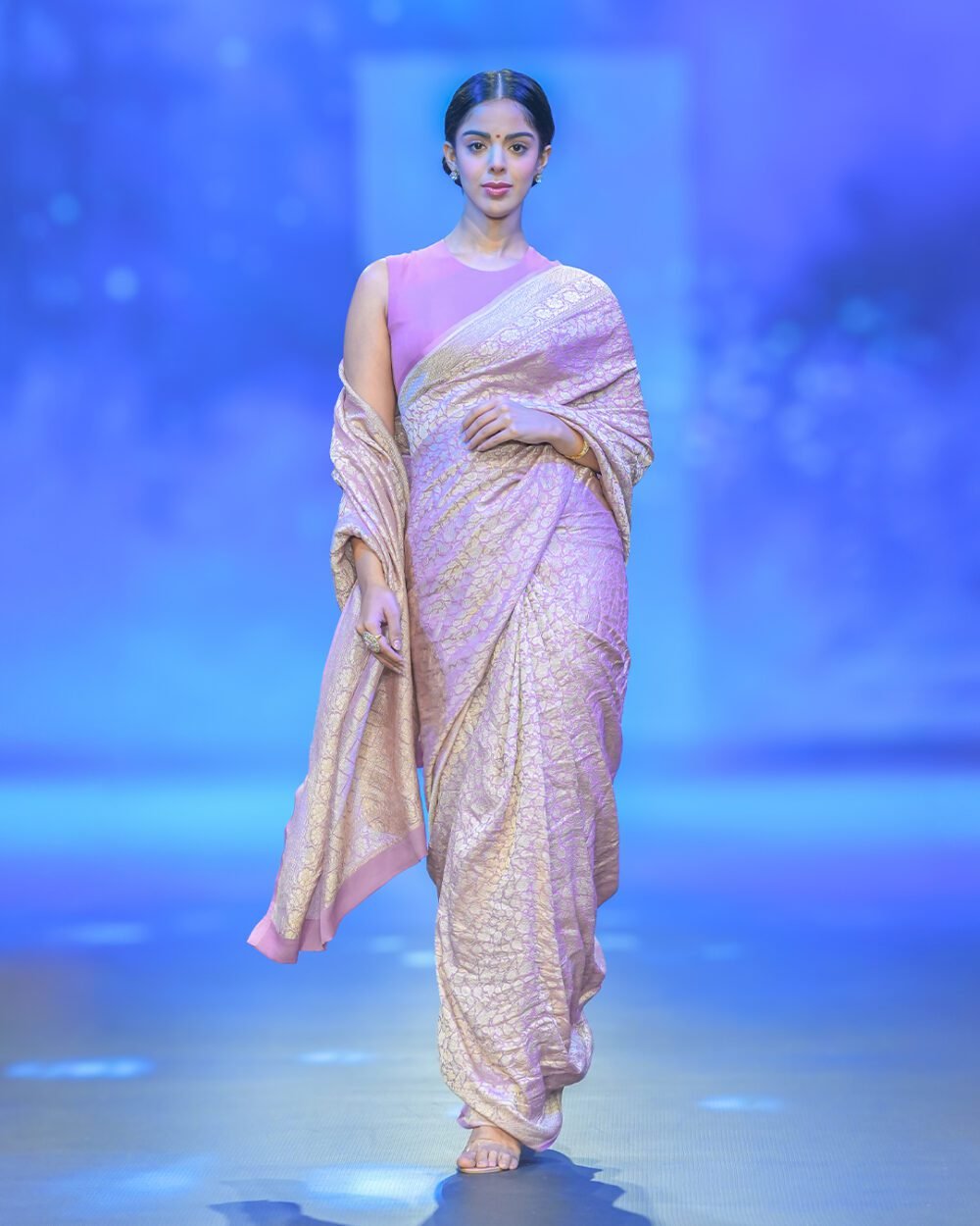 Lilac Lavender Georgette Banaras saree