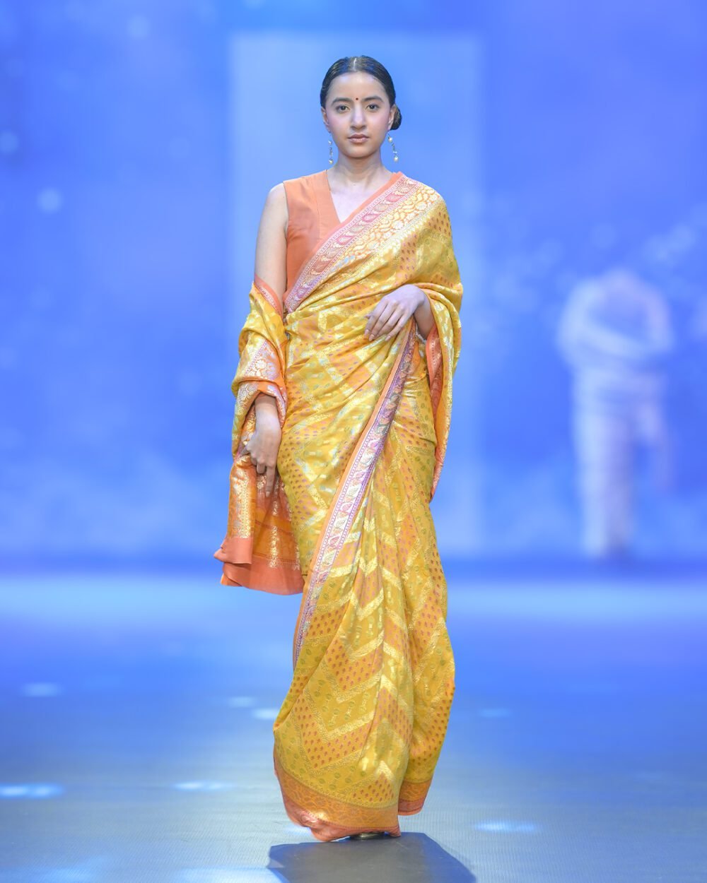 Butter Yellow Georgette Banaras Saree