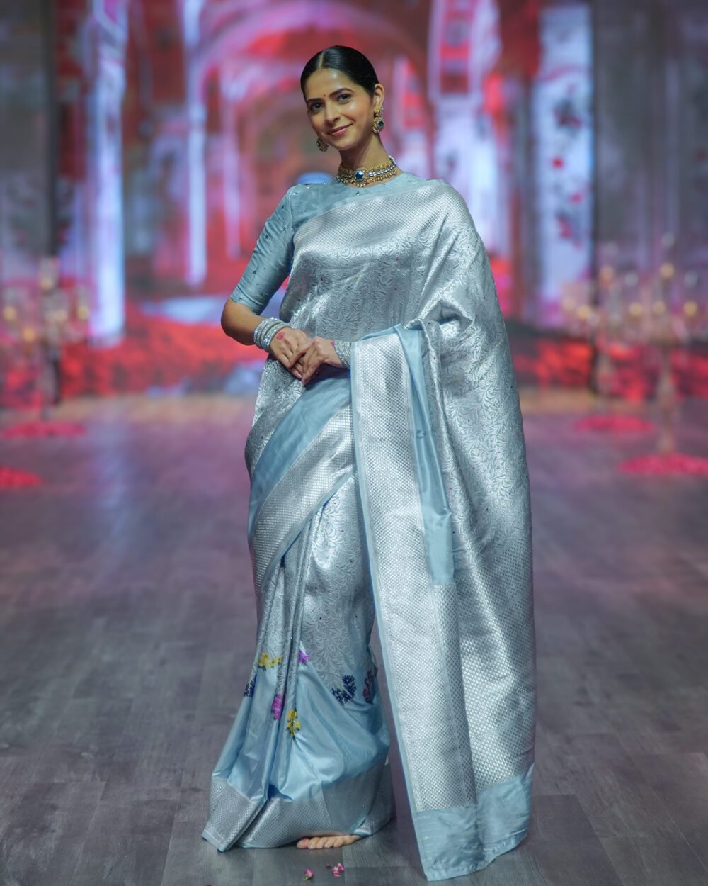 Power Blue Banaras Handloom Silk Saree