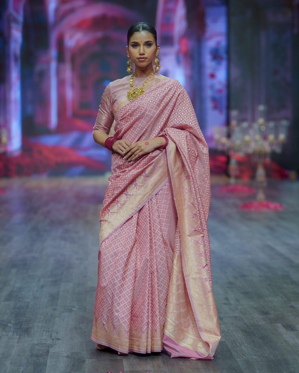Onion Pink Banaras Handloom Silk Saree