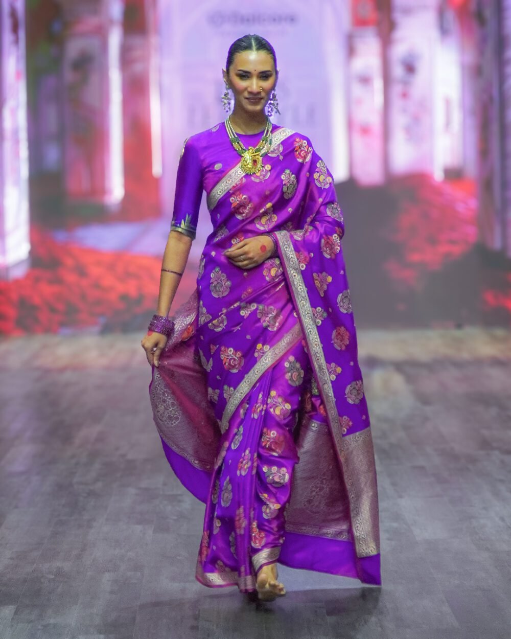 Purple Banaras Handloom Silk Saree