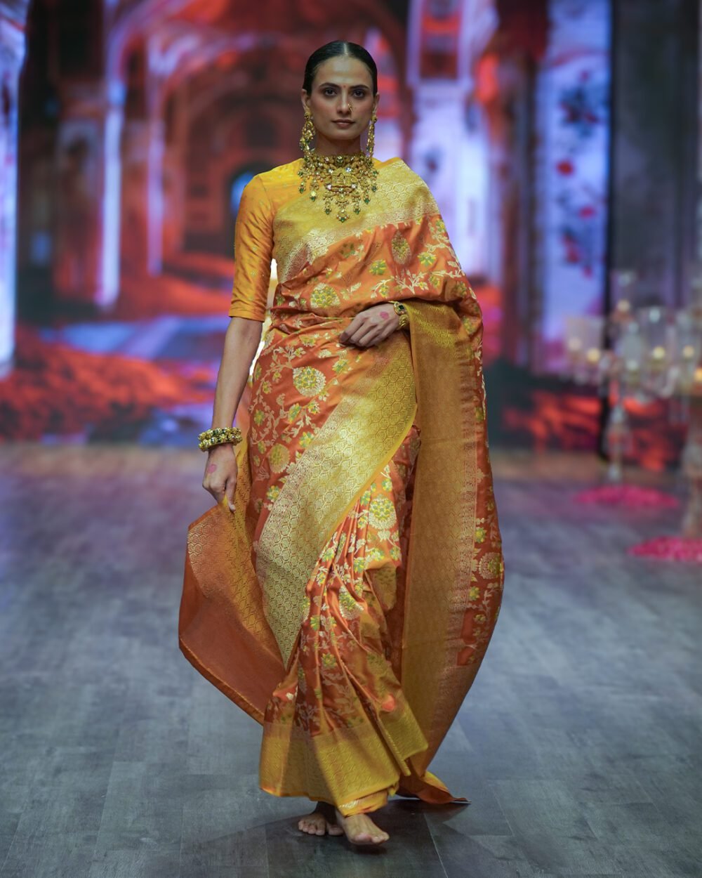 Mustard & Ochre Yellow Banaras Handloom Silk Saree
