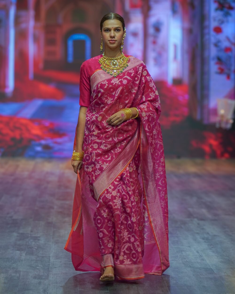 Magenta Pink Banaras Handloom Silk Saree