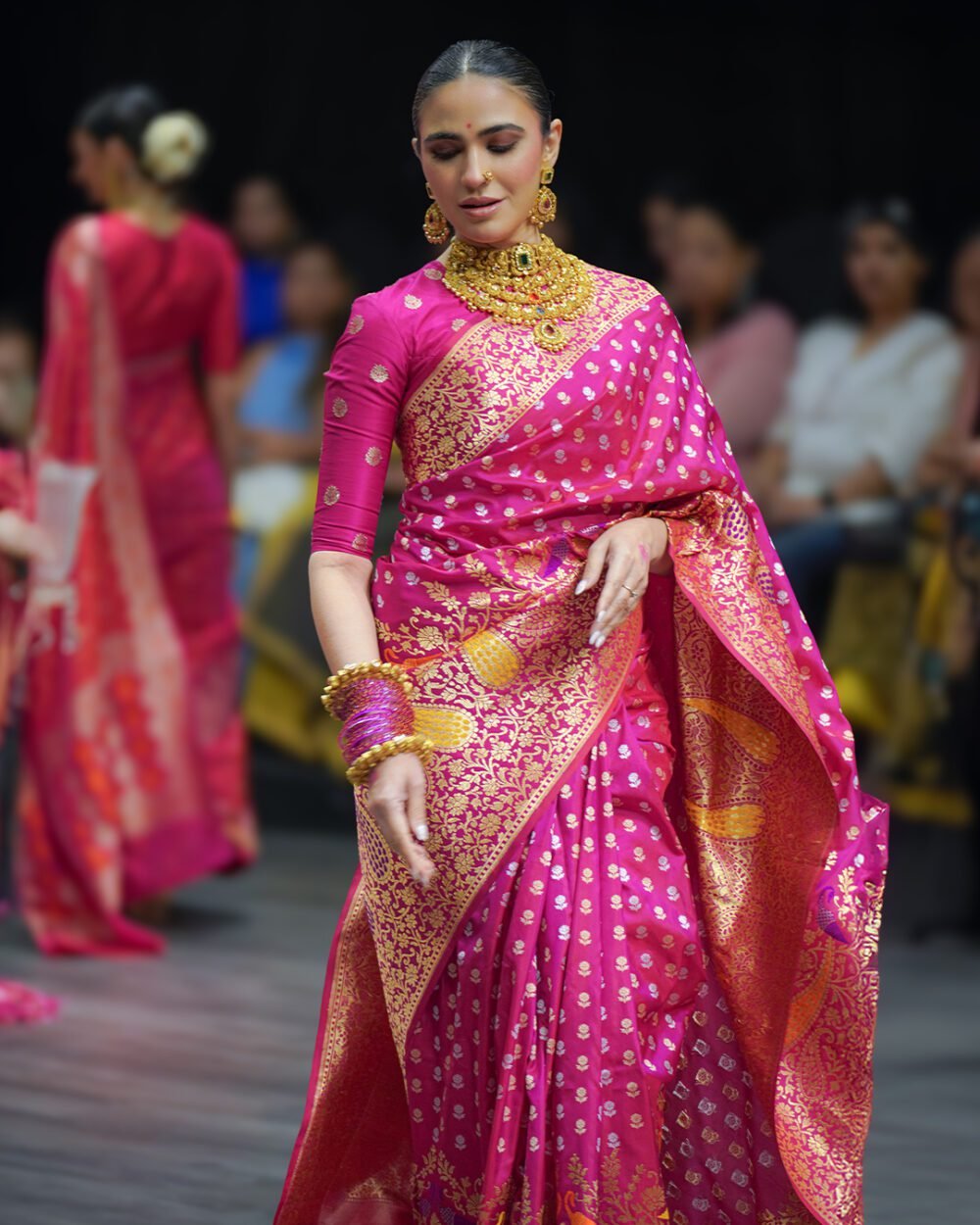 Hot Pink Banaras Handloom Silk Saree