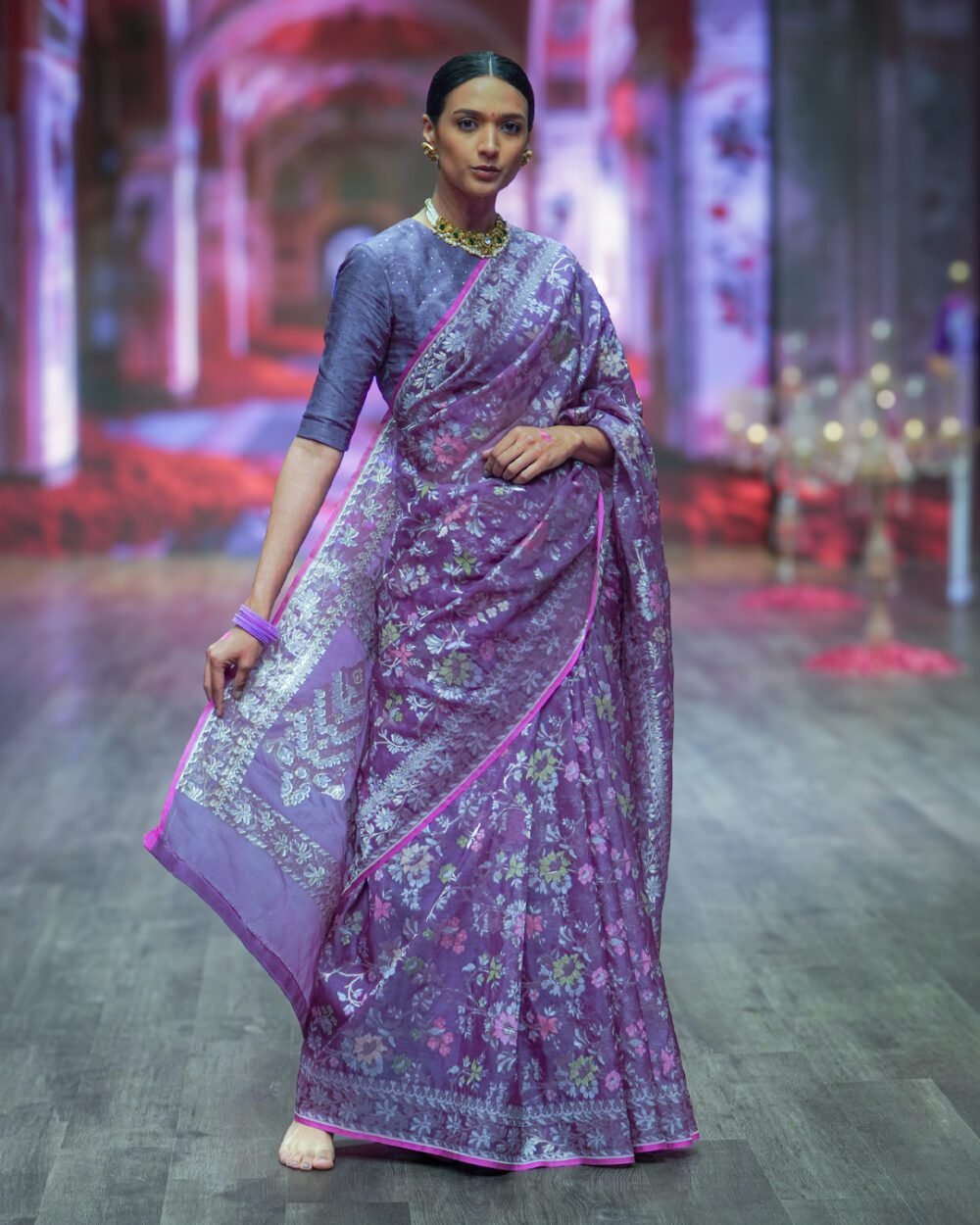 Mauve Banaras Handloom Silk Saree