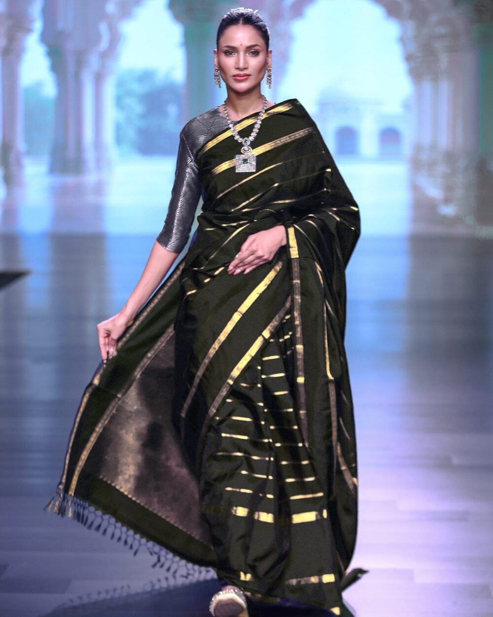 NBlack Kanjivaram Silk Saree