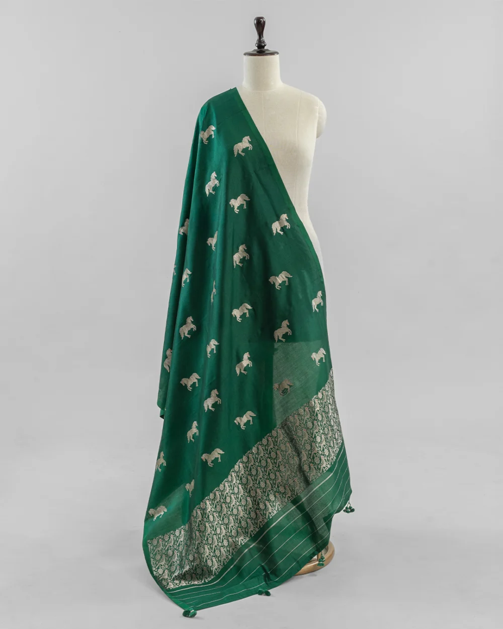 Forest Green Banarasi Silk Dupatta