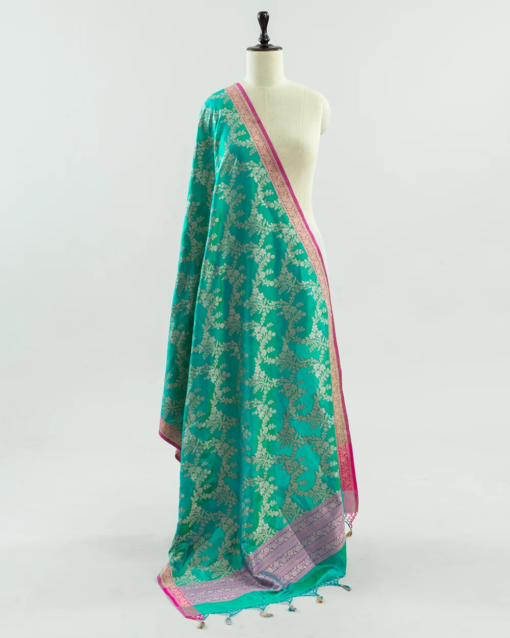 Sea Green Banaras Silk Dupatta