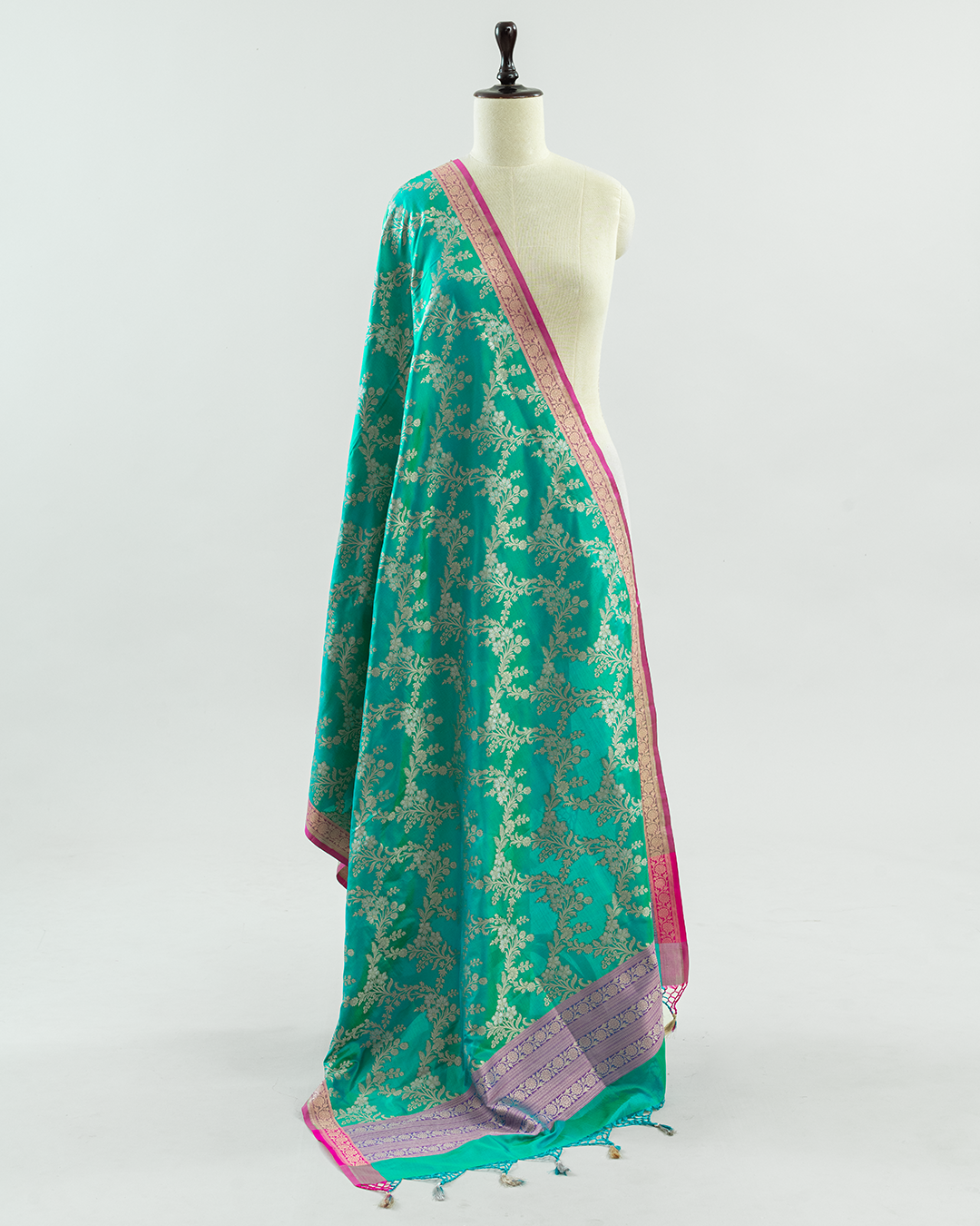 Sea Green Banaras Silk Dupatta