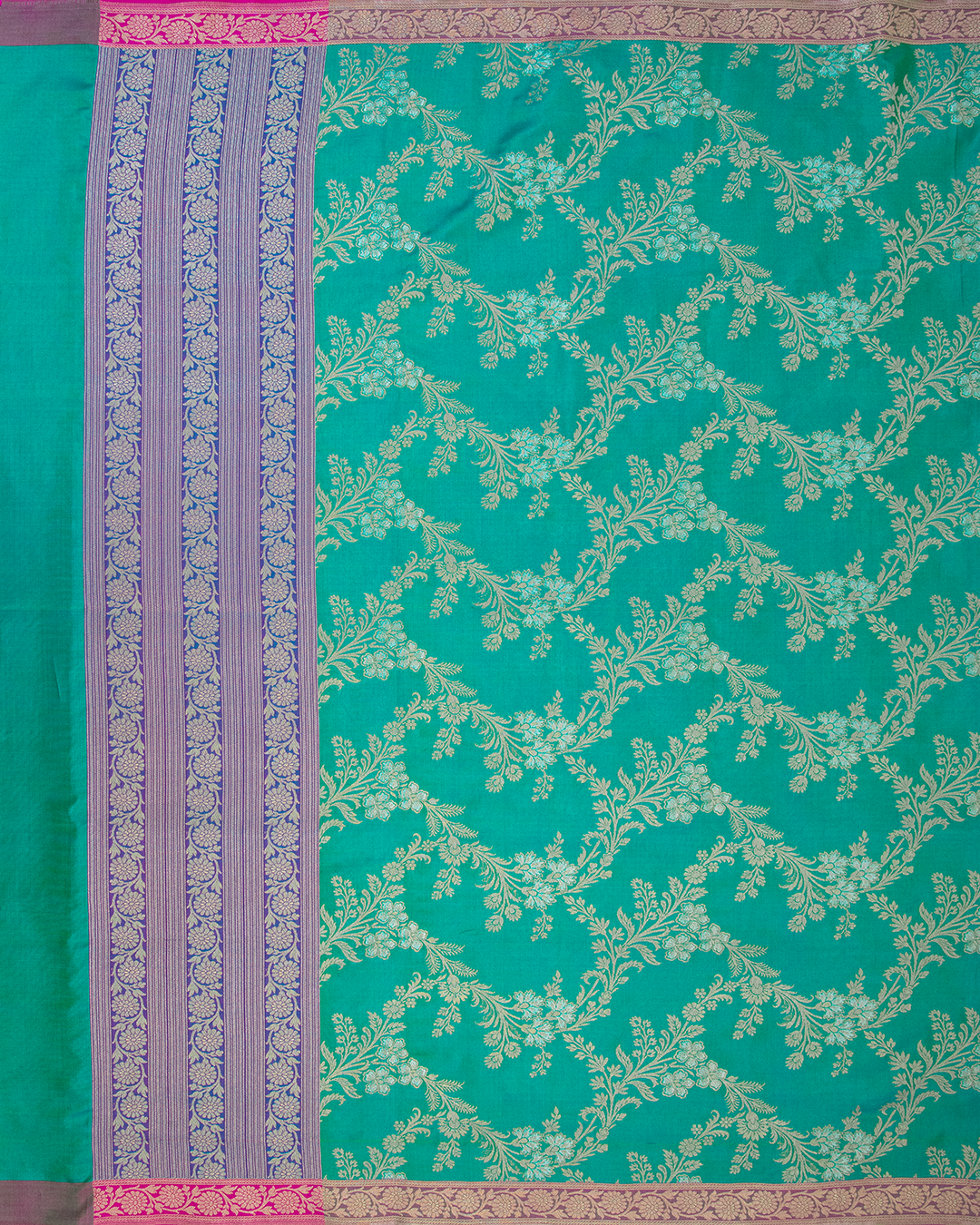 Sea Green Banaras Silk Dupatta - Image 4