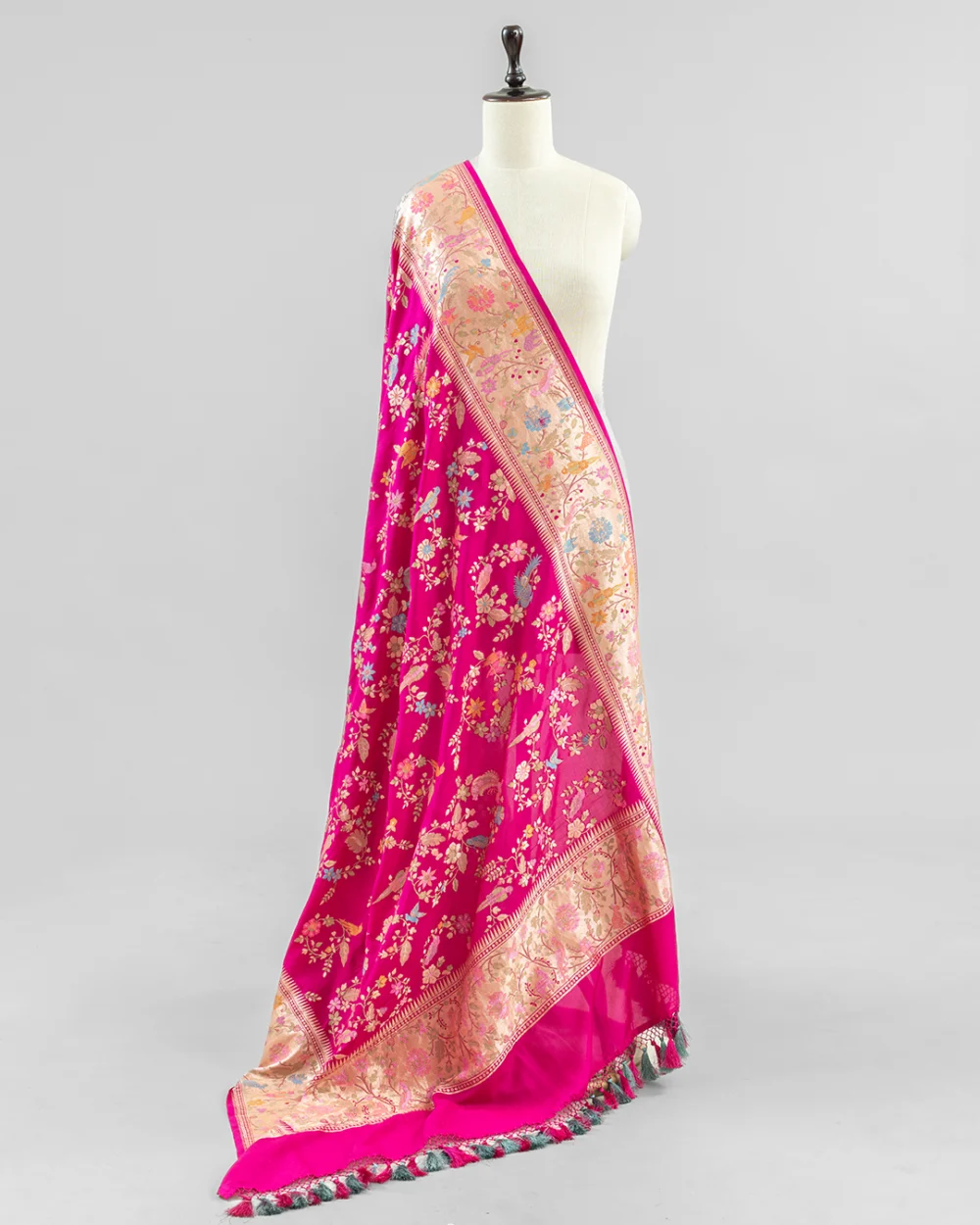 Magenta Banaras Silk Dupatta