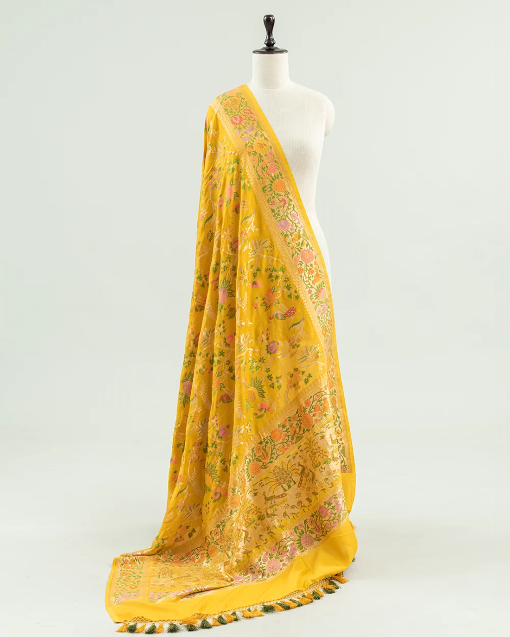 Mustard Yellow Banaras Silk Dupatta