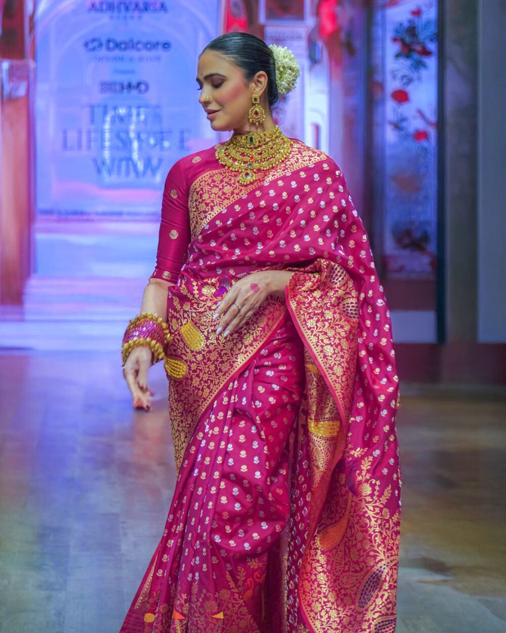 Hot Pink Banaras Handloom Silk Saree
