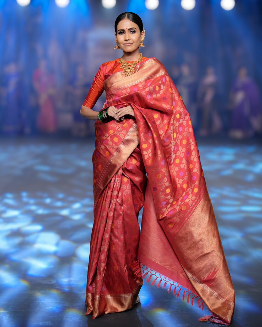 Scarlet Red Kanjivaram Handloom Silk Saree