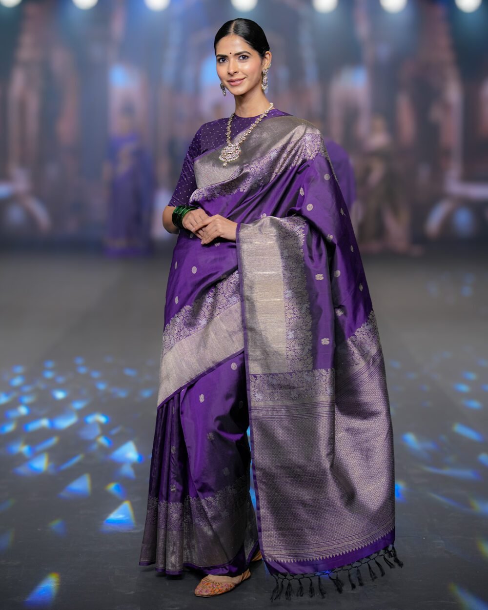 Deep Purple Kanjivaram Handloom Silk Saree