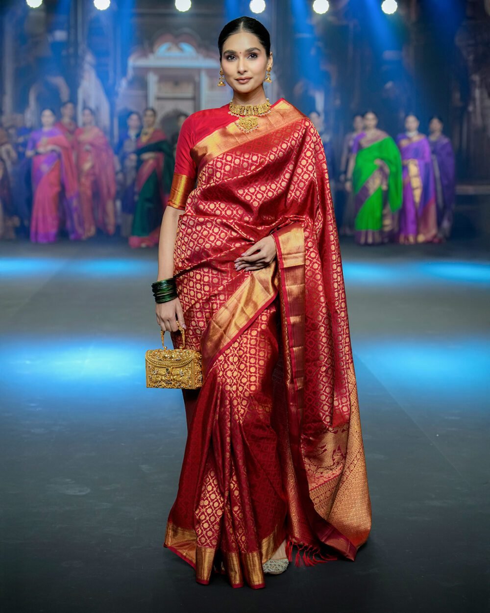 Deep Crimson Red Kanjivaram Handloom Silk Saree