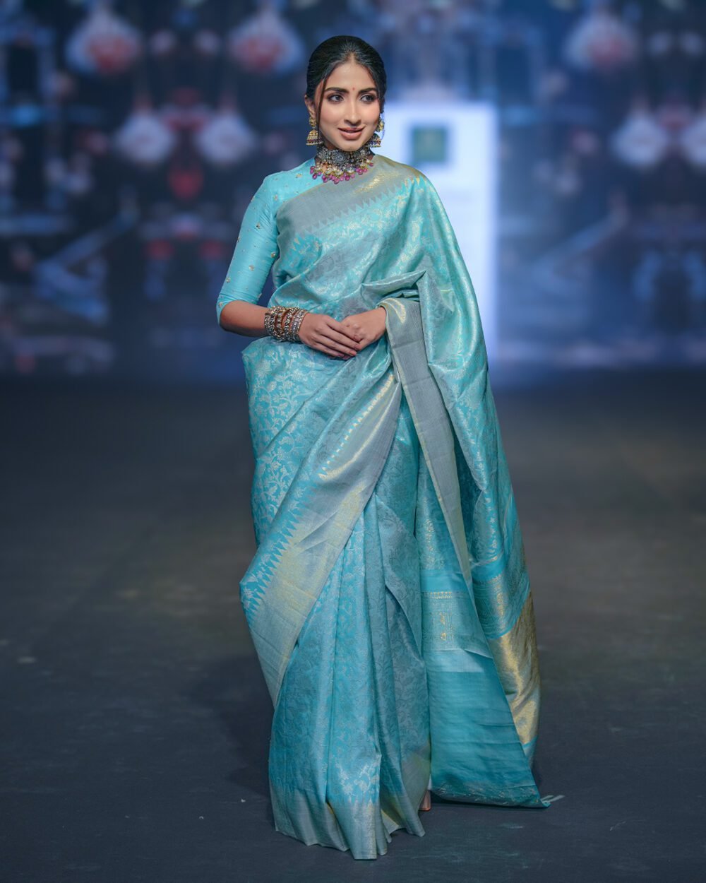 Serene Ice Blue Kanjivaram Handloom Silk Saree