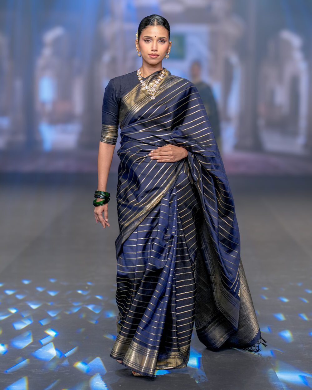 Midnight Blue Kanjivaram Handloom Silk Saree