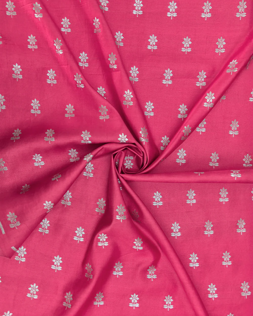 Deep Pink Banarasi Muga Silk Fabric