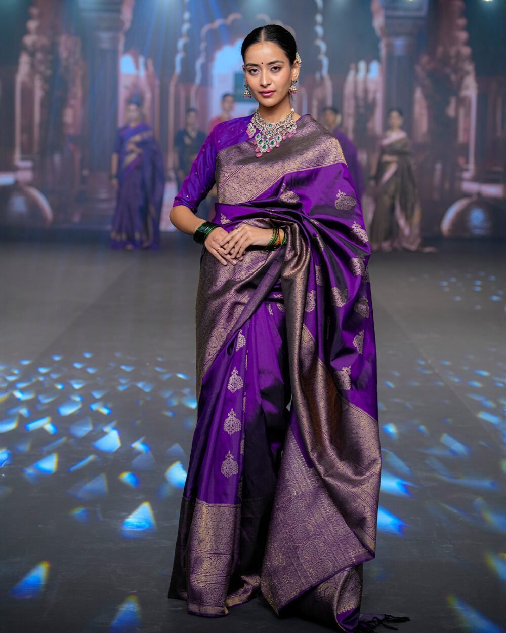 Deep Royal Purple Kanjivaram Handloom Silk Saree