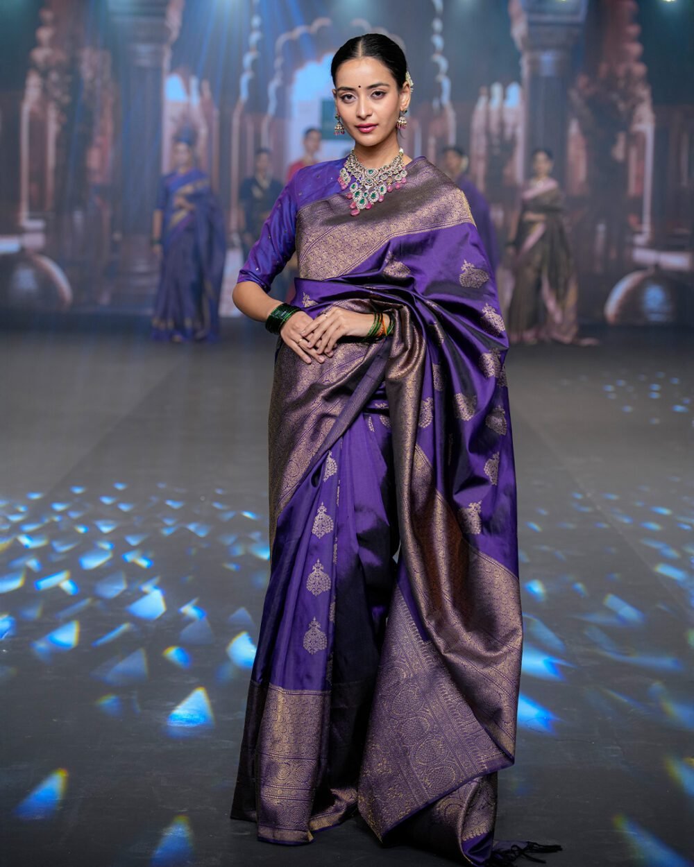 Deep Royal Purple Kanjivaram Handloom Silk Saree