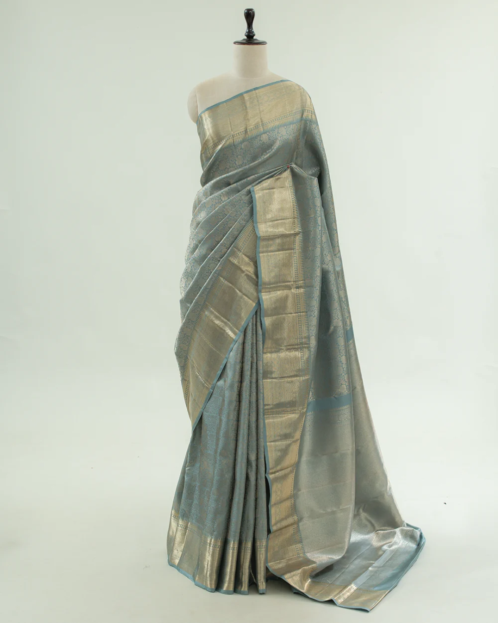 Sky Blue Kanjivaram Handloom Silk Saree