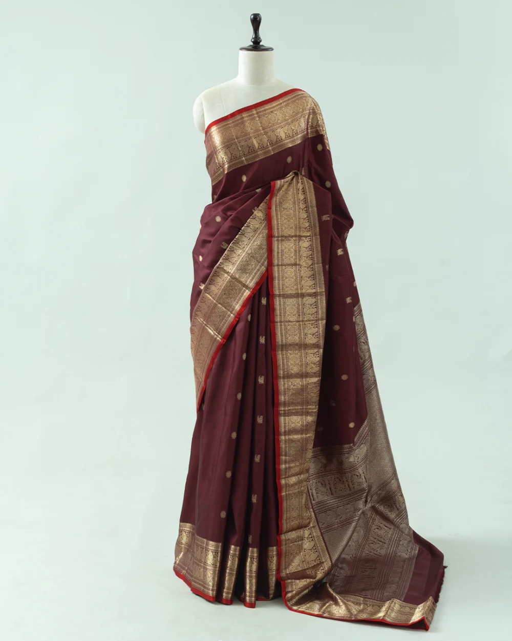 Brownish Maroon Kanjivaram Handloom Silk Saree