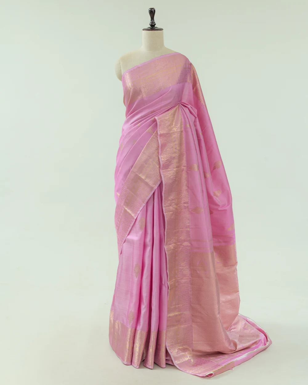 Cotton Candy Pink Kanjivaram Handloom Silk Saree