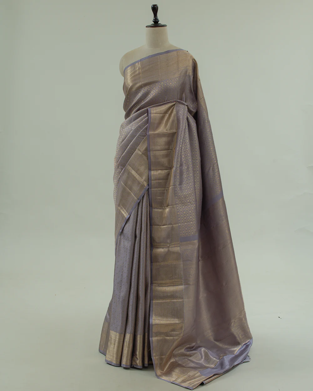 Misty Lavender Kanjivaram Handloom Silk Saree