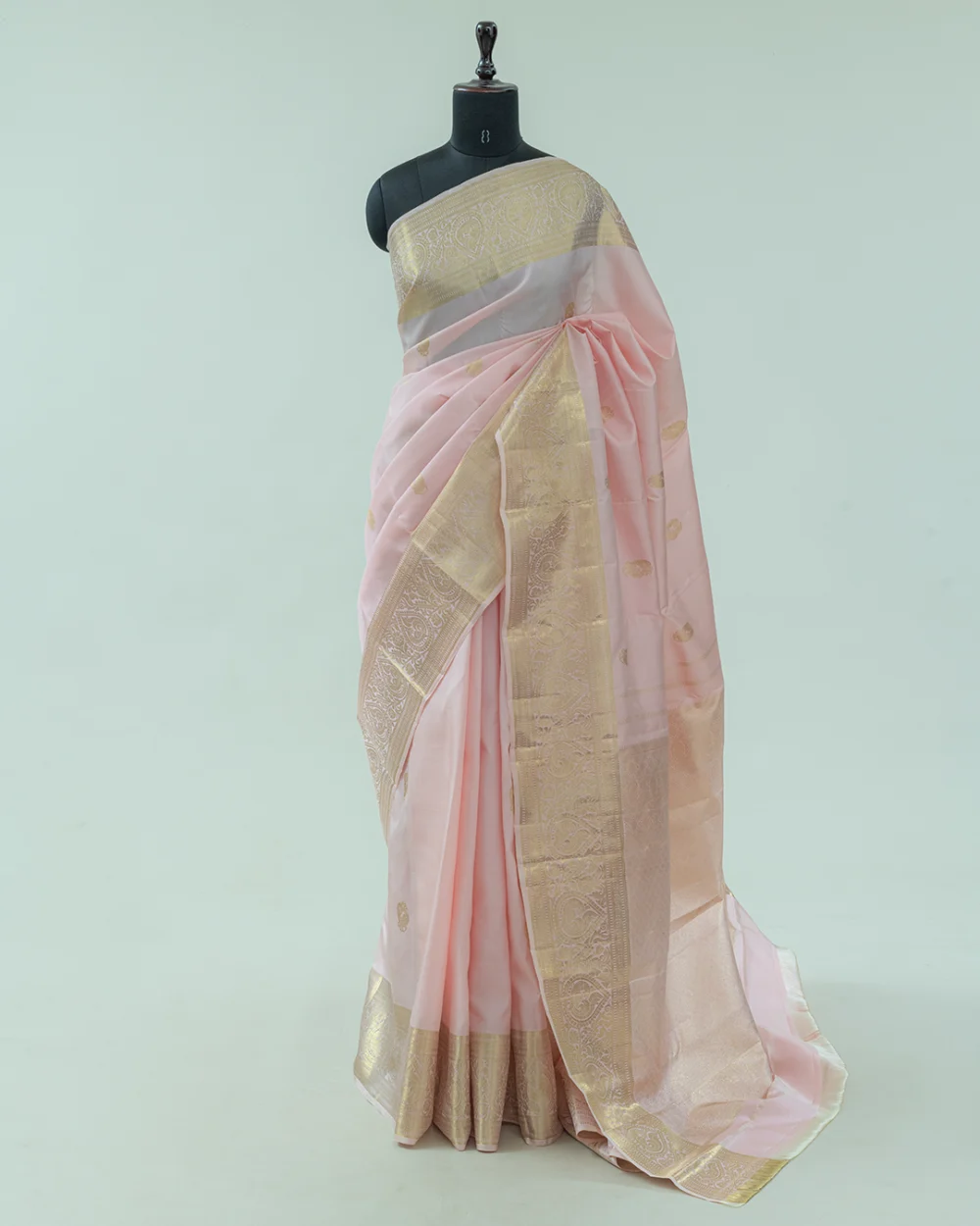 Soft Peach Kanjivaram Handloom Silk Saree
