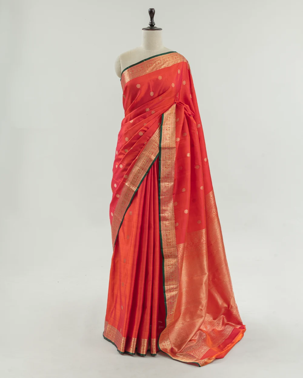 Vermilion Orange Kanjivaram Handloom Silk Saree