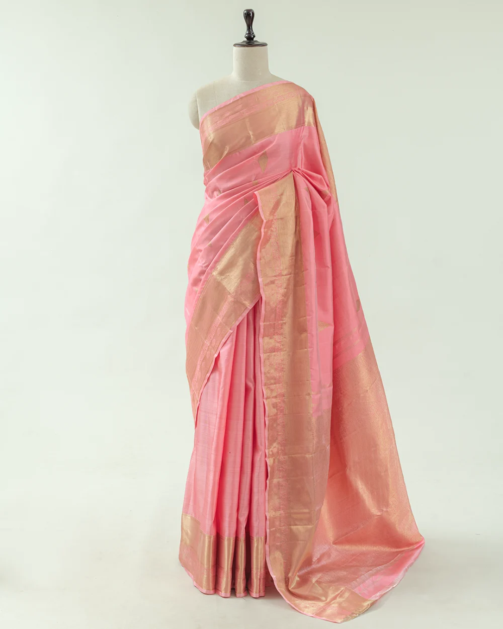 Flamingo Pink Kanjivaram Handloom Silk Saree