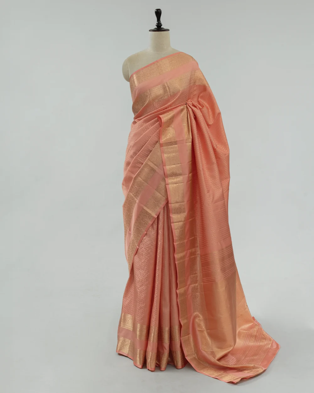 Soft Peach Kanjivaram Handloom Silk Saree