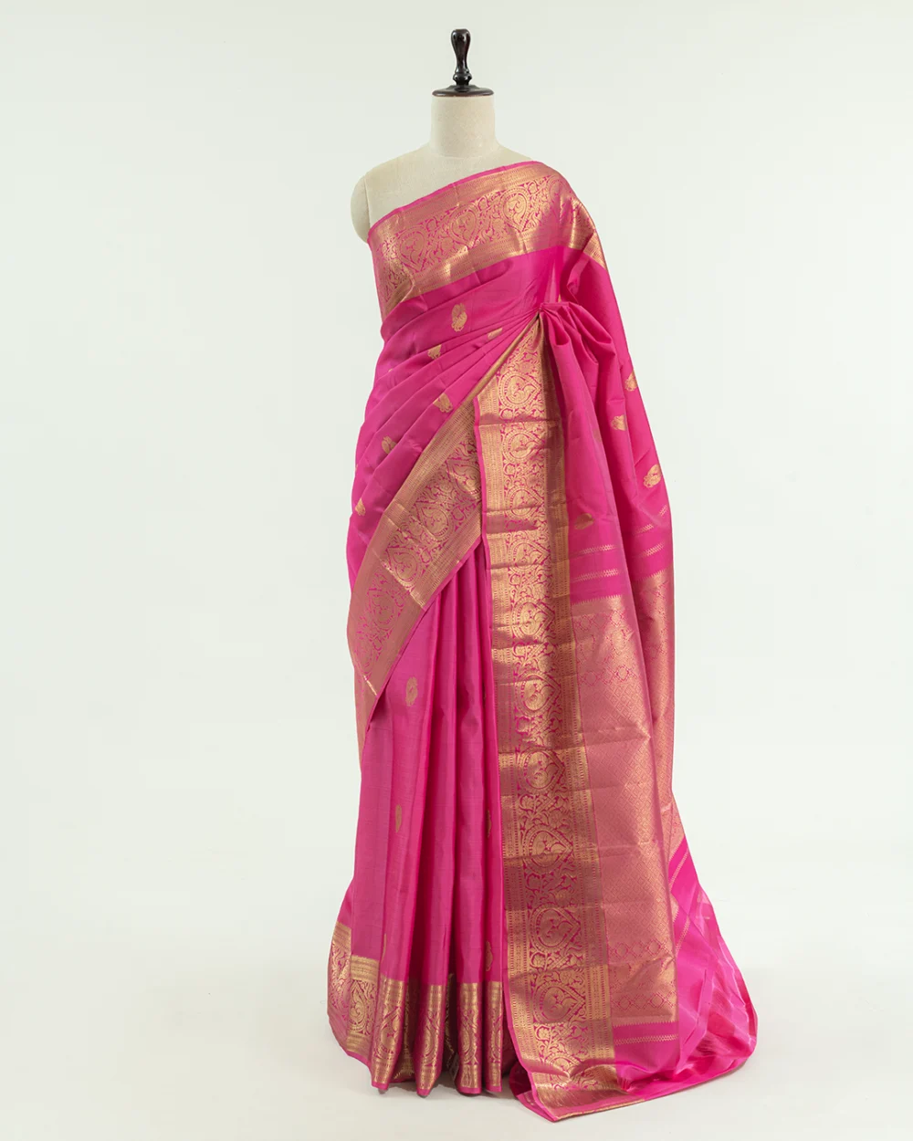 Fuchsia Pink Kanjivaram Handloom Silk Saree