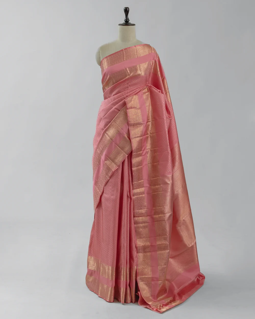 Apricot Blush Kanjivaram Handloom Silk Saree