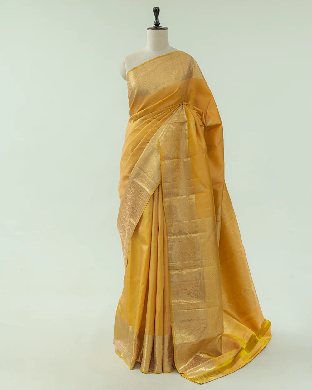 Light Mustard Kanjivaram Handloom Silk Saree