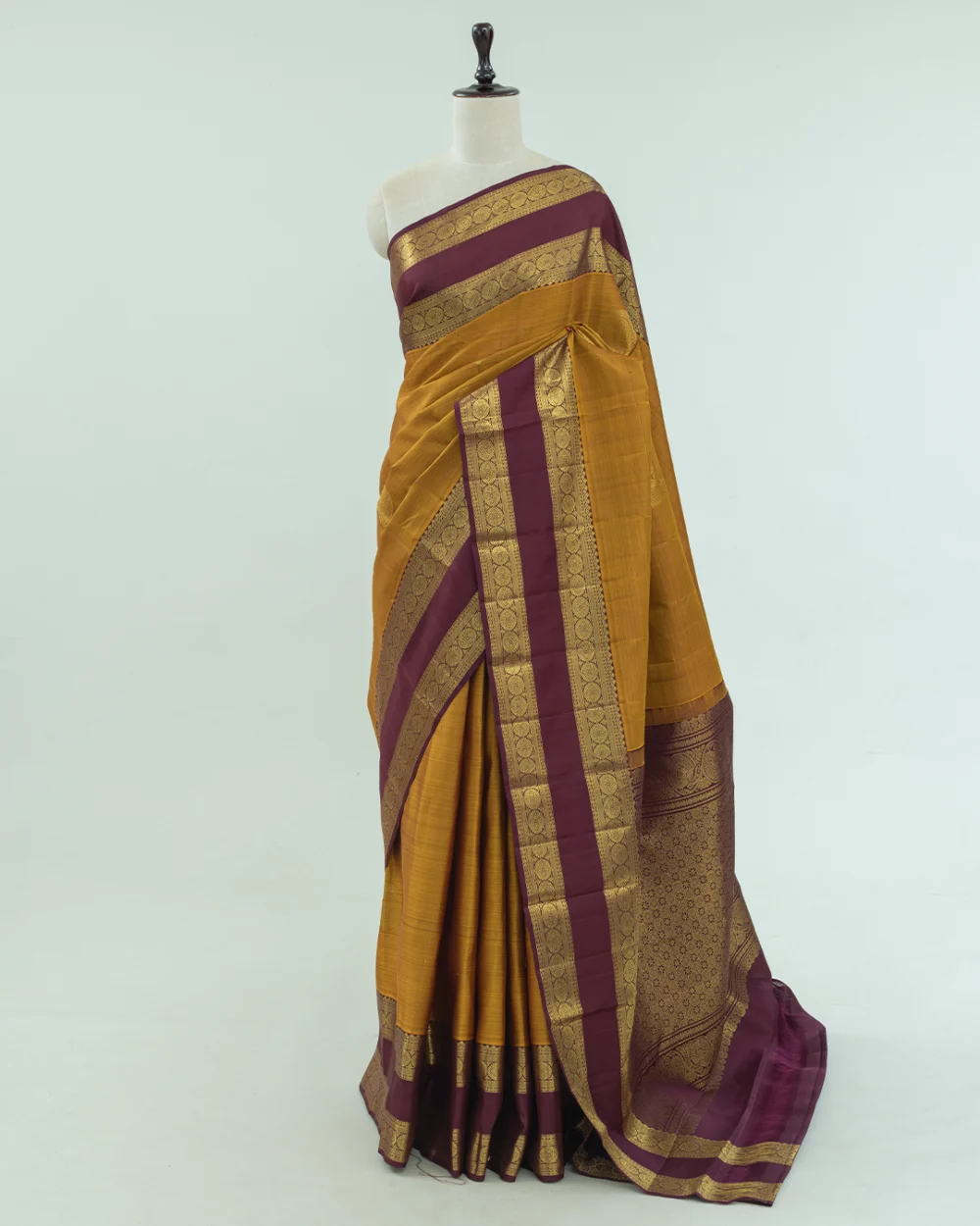 Mustard Yellow Kanjivaram Handloom Silk Saree