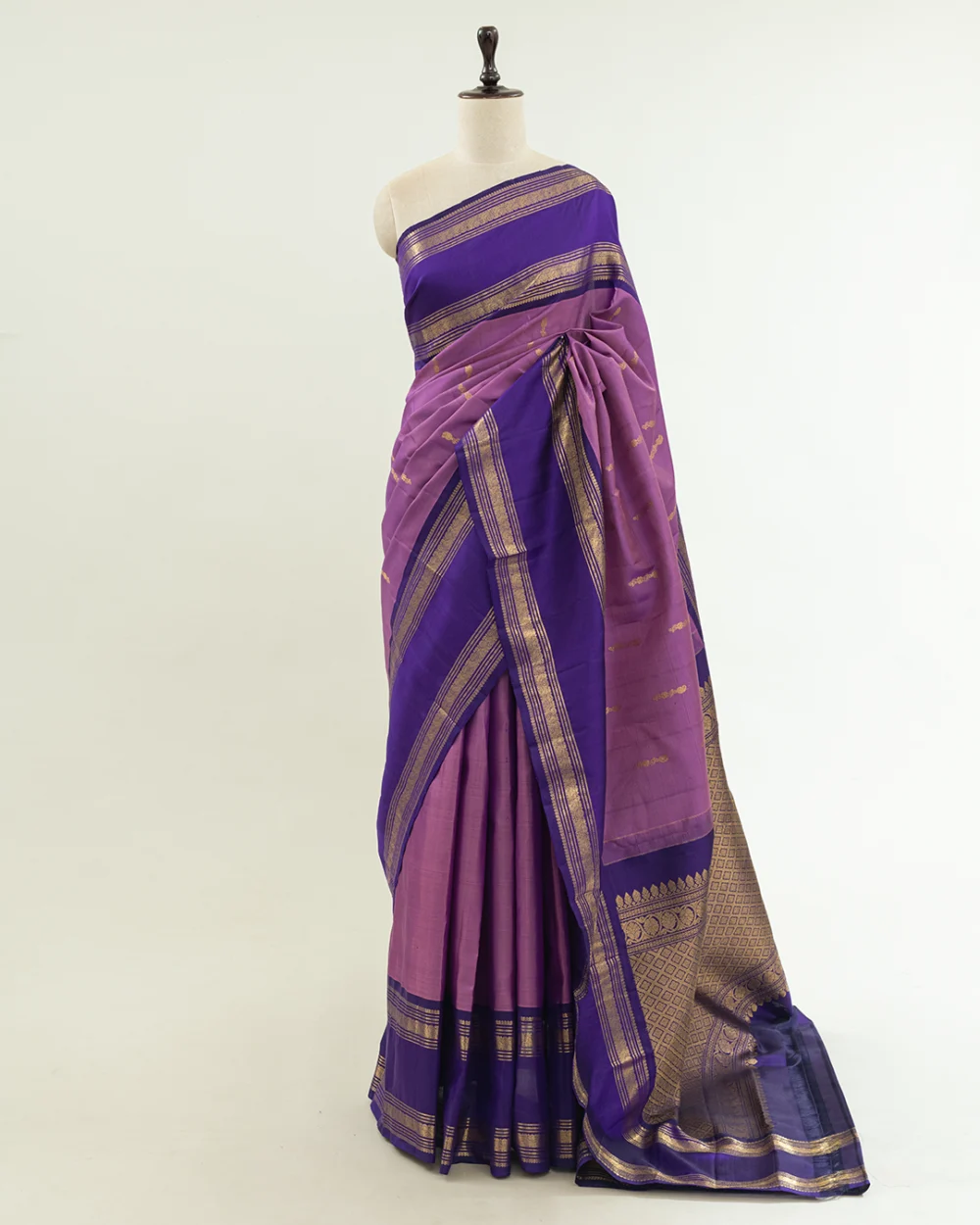 Mauve Purple Kanjivaram Handloom Silk Saree
