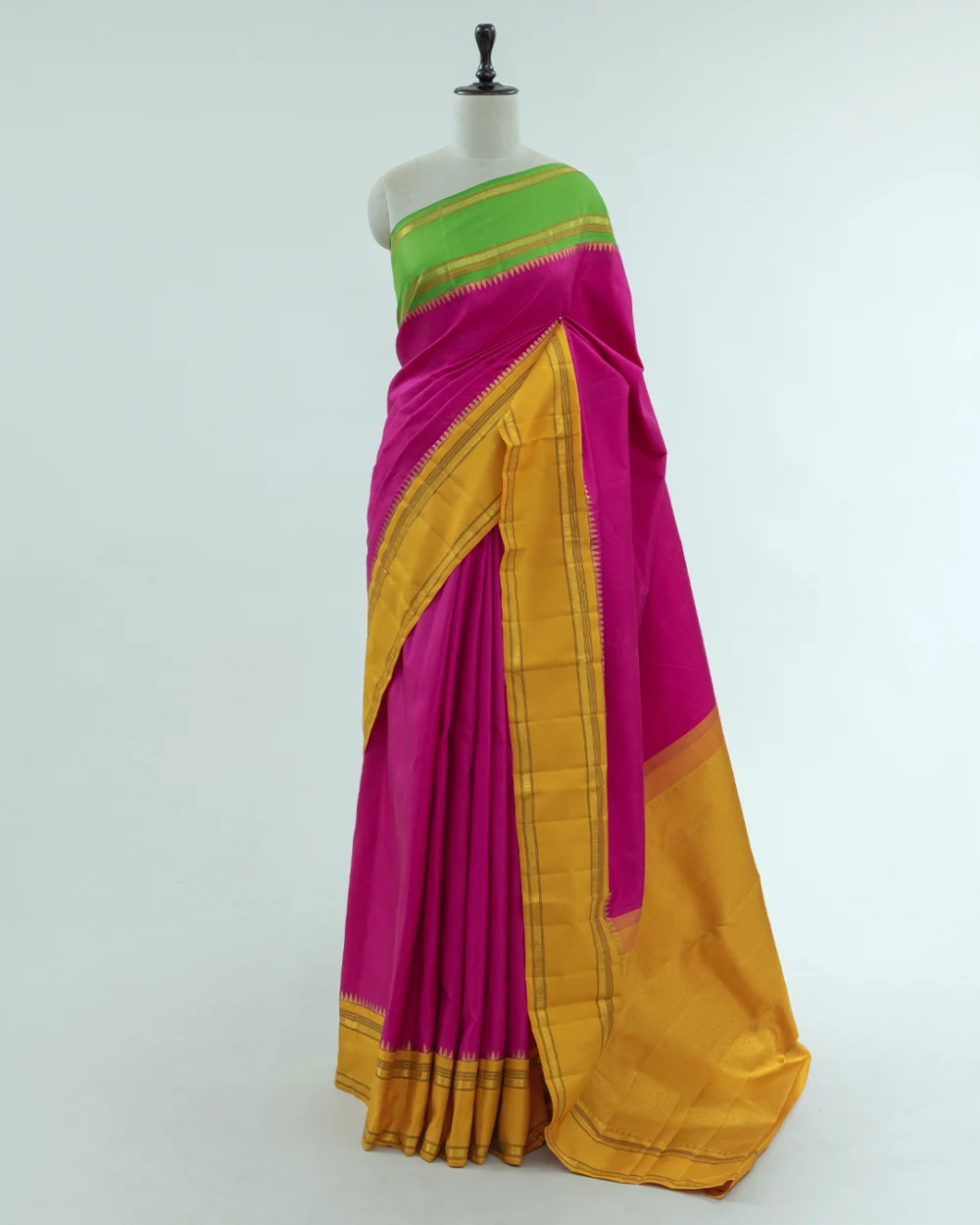 Pink Ganga Jamuna Kanjivaram Handloom Silk Saree